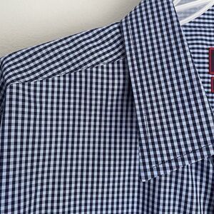 UNTUCKit Wrinkle Free Gingham Check Men's Slim Fit XL Blue Button Up Shirt